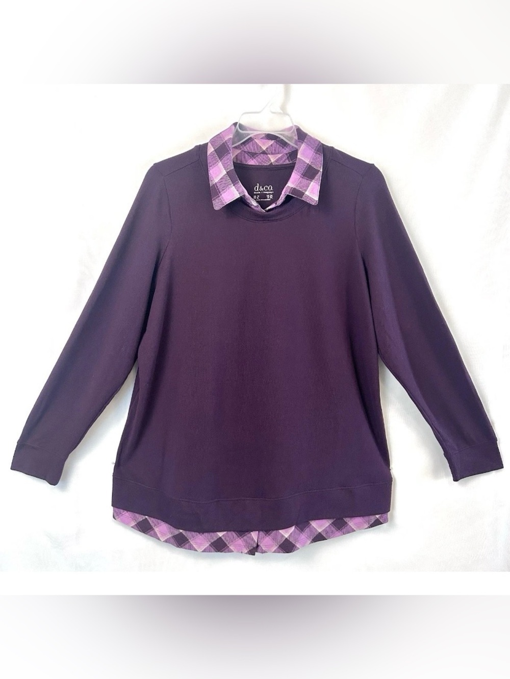 New Denim & Co Heavenly Jersey Deep Wine 2fer Top / Size 2X